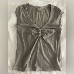 American Rag Taupe V-Neck Women's Top